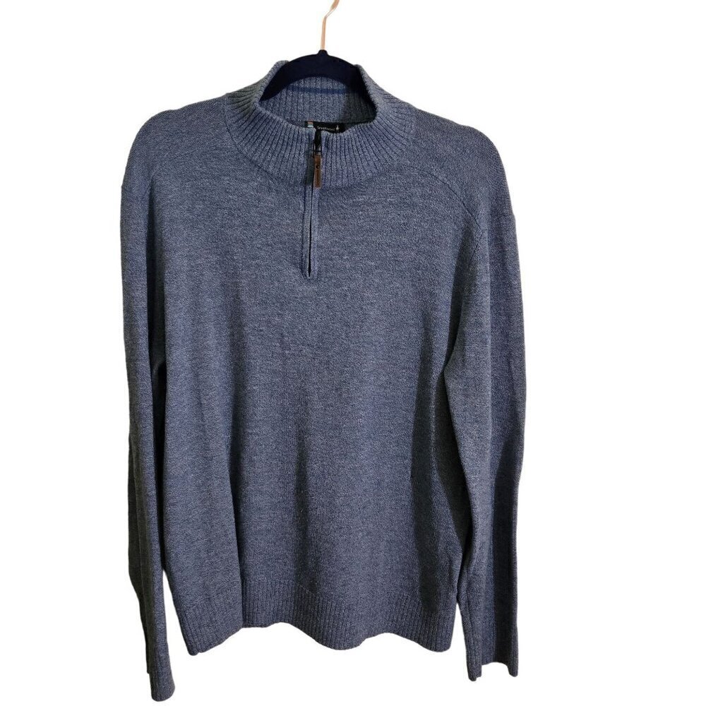 Smartwool 1/2 Zip Base Layer Sweater Blue Heather Wool Blend Size L